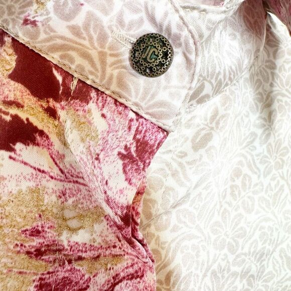 Just Cavalli Pink Green Floral Printed Satin Button Down Shirt Blouse Size 42 - Picture 7 of 11